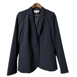Calvin Klein Blazer Suit Jacket Navy Blue Pin Striped One Button Womens Size 10